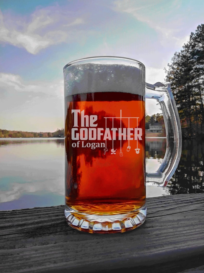 Godfather Gift 16oz Beer Mug Godparent Gift Personalized image 1