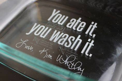 Engraved pyrex dish